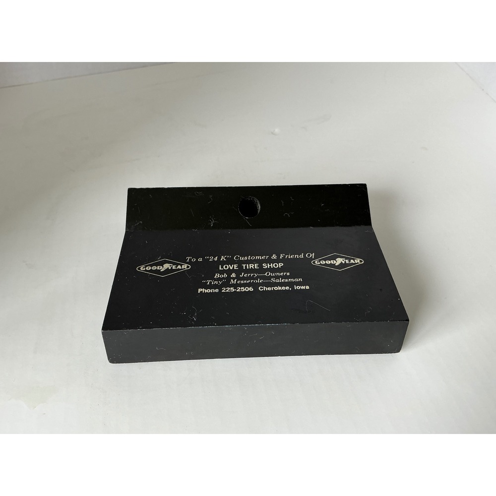 Goodyear Vintage Desk Pen Holder Paperweight Love Tire Shop Iowa Automotive Sign